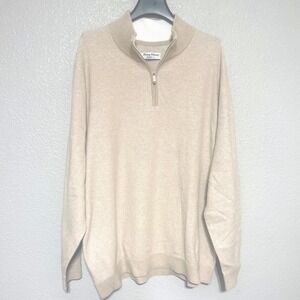 Tommy Bahama IslandZone Mens XXL 2XL 1/4 Zip Sweater Tan Beige Knit Pullover